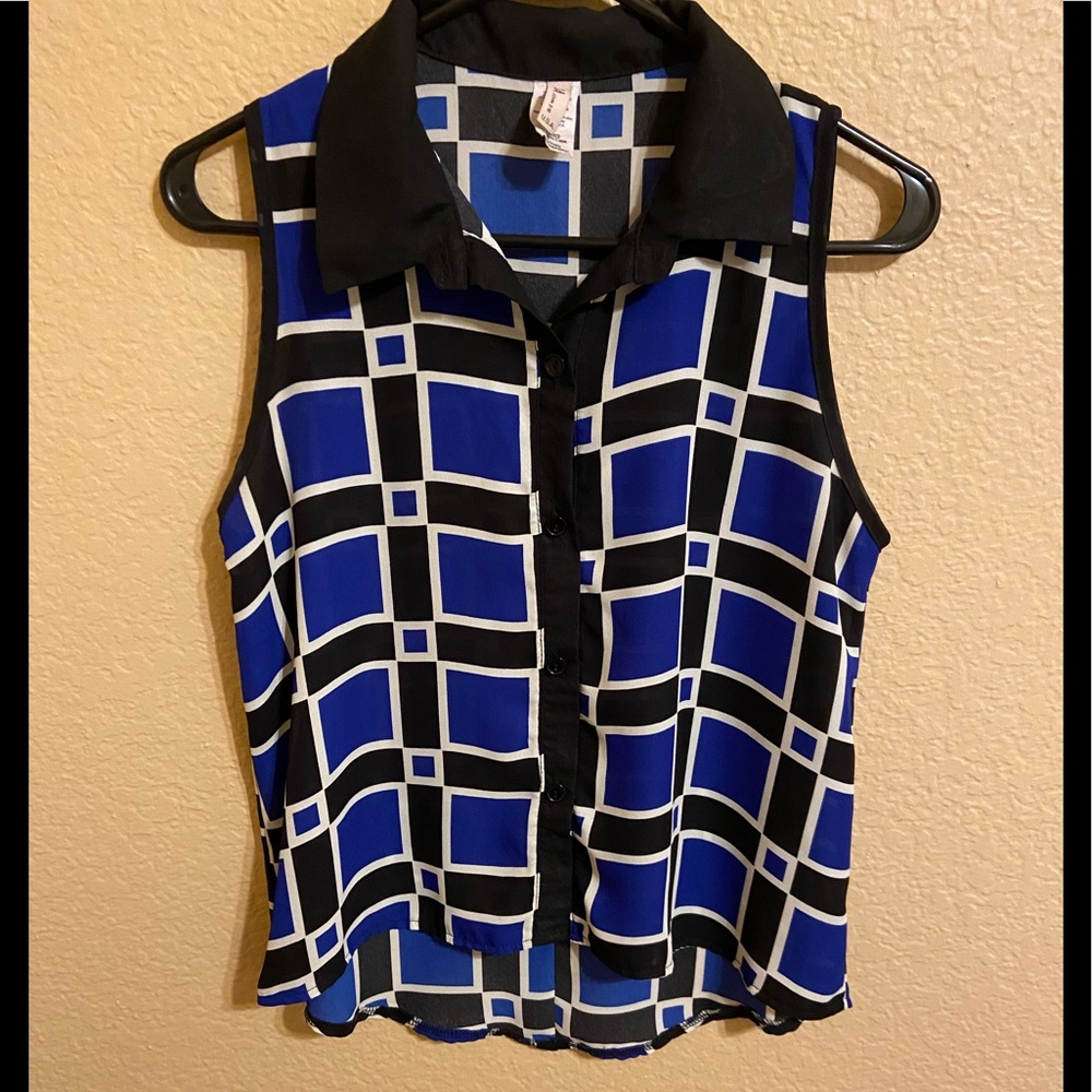 Black and blue transparent top